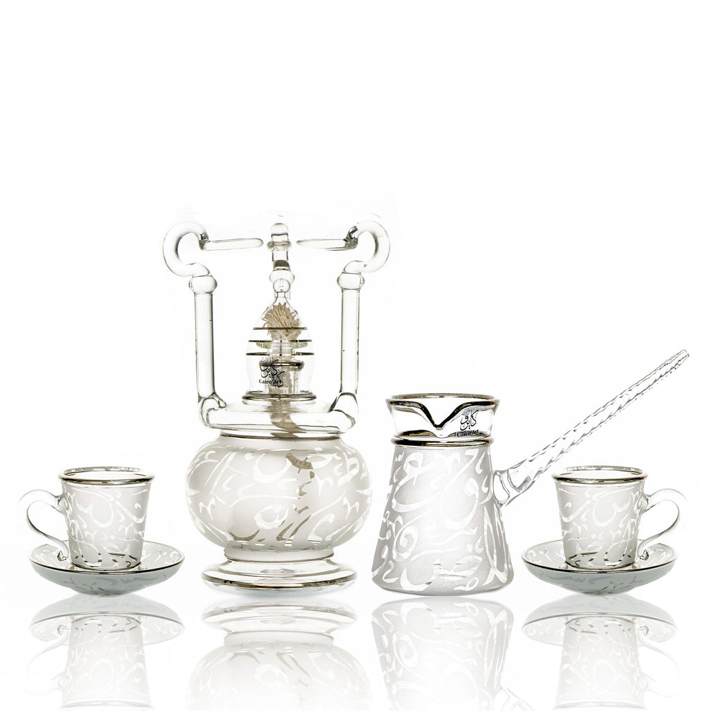 طقم قهوه حروف ابيض بلاتين ص بيركس