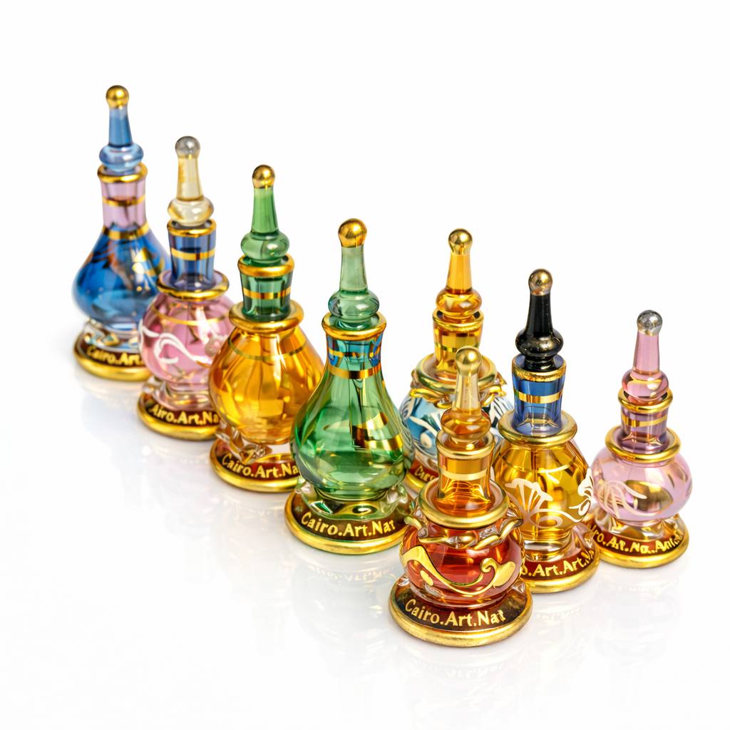 طقم قوارير عطر زجاجيه يدويه الصنع 10 قطع ربع توله