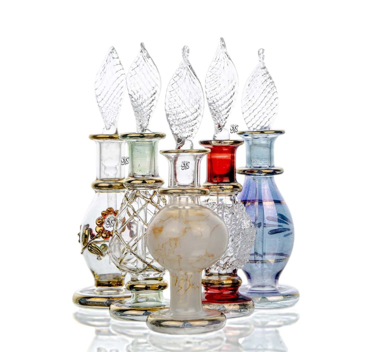✨ زجاجة عطر زيرو – سعة 3 لـ 5 جرام | Handmade Cairo Art Glass (5 قطع)