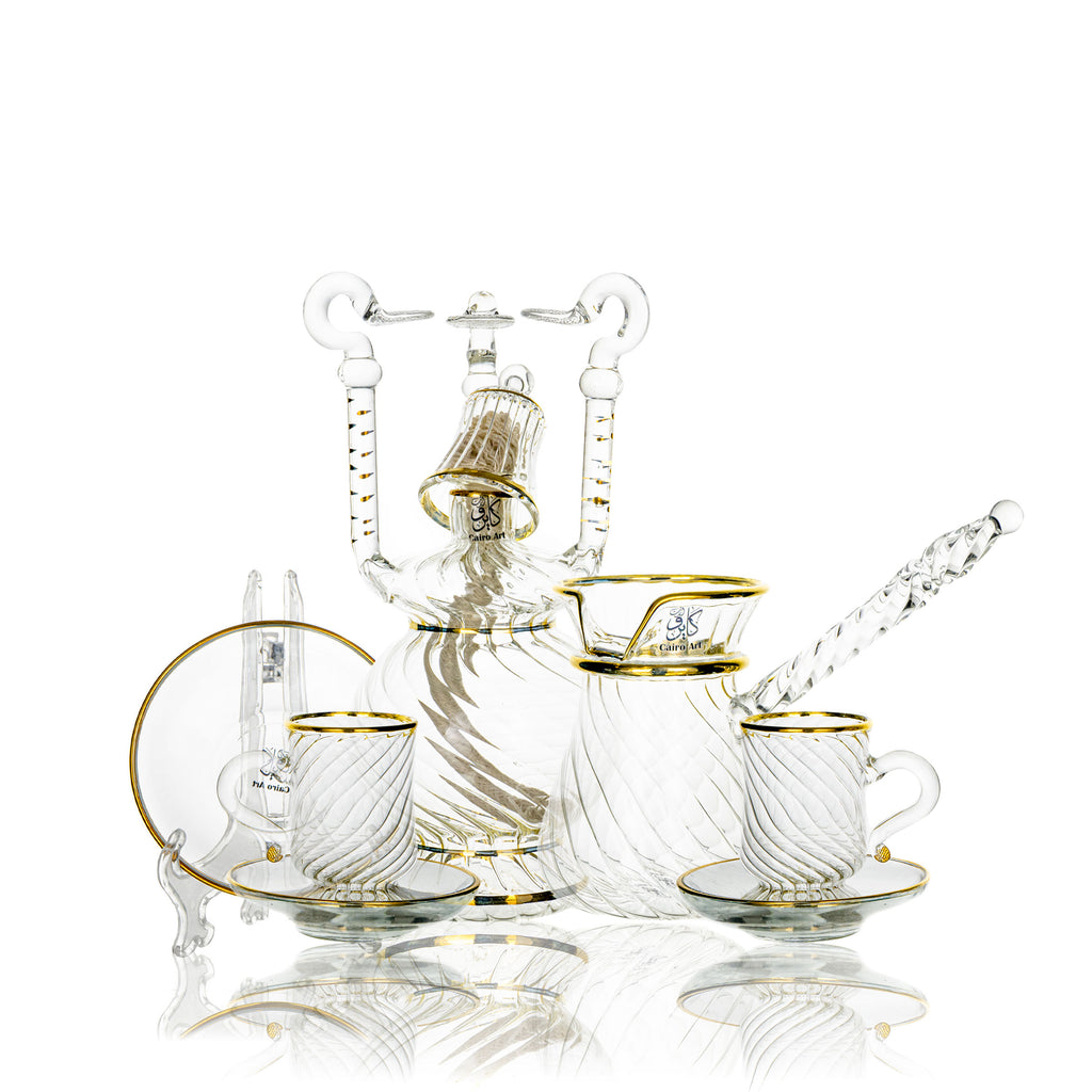 طقم قهوه مضلع دهب اصفر