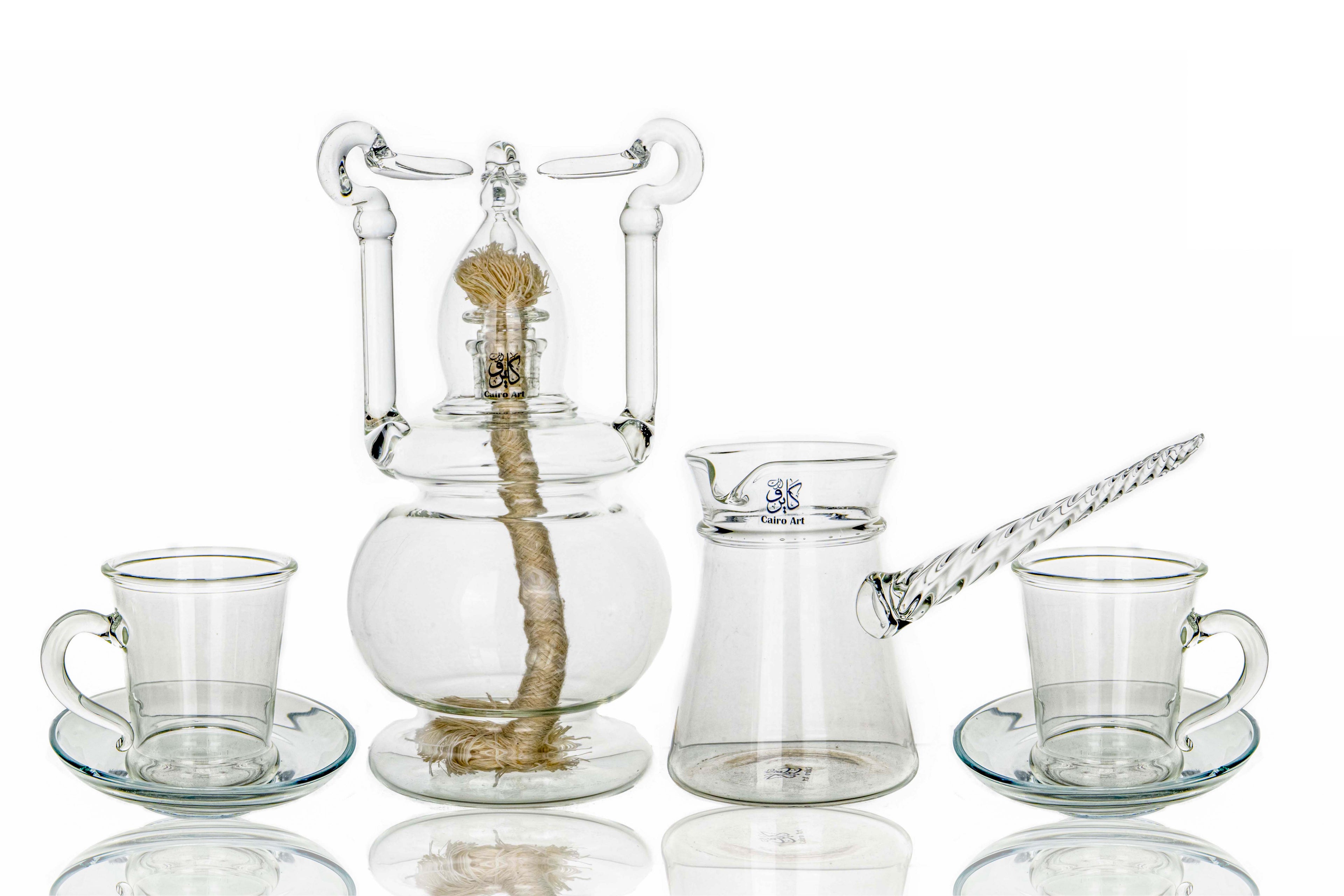 طقم قهوه شفاف بيركس حراري ص