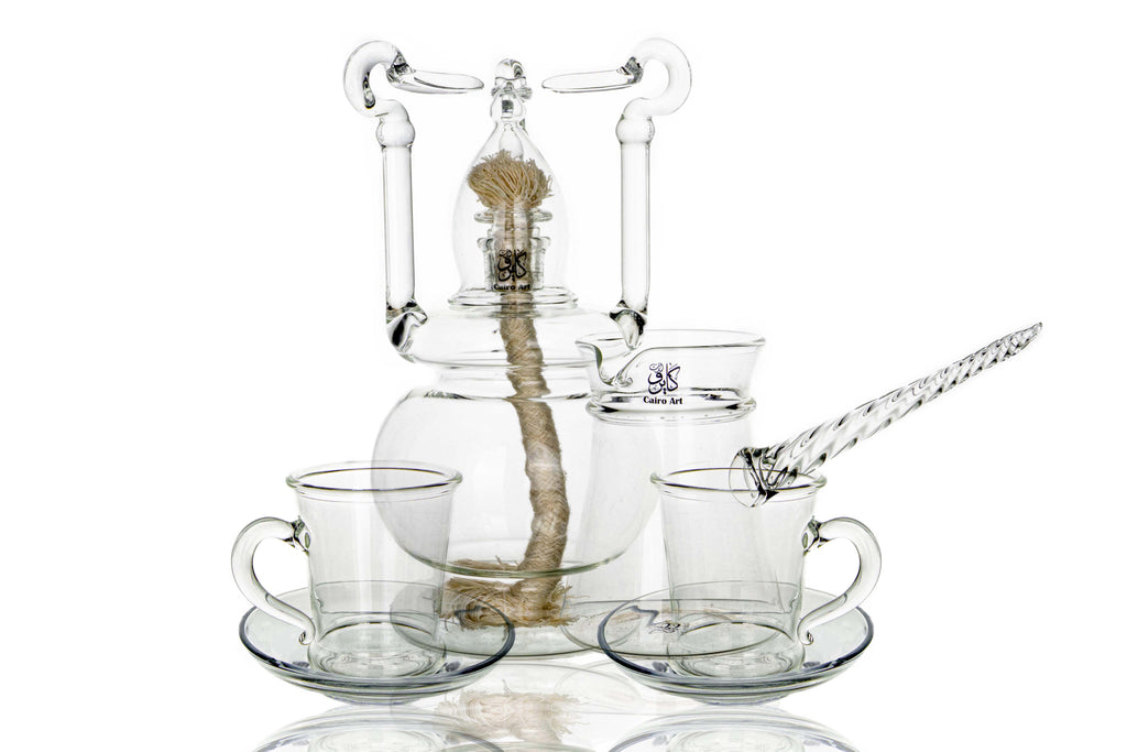 طقم قهوه شفاف بيركس حراري ص