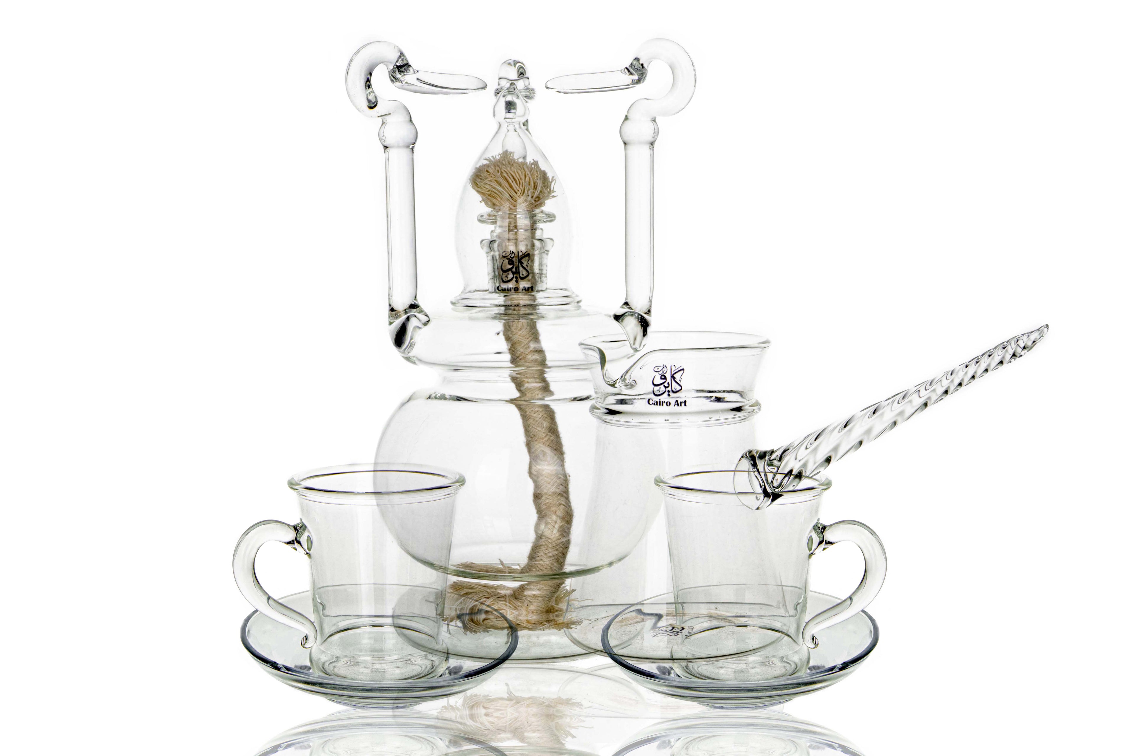 طقم قهوه شفاف بيركس حراري ص