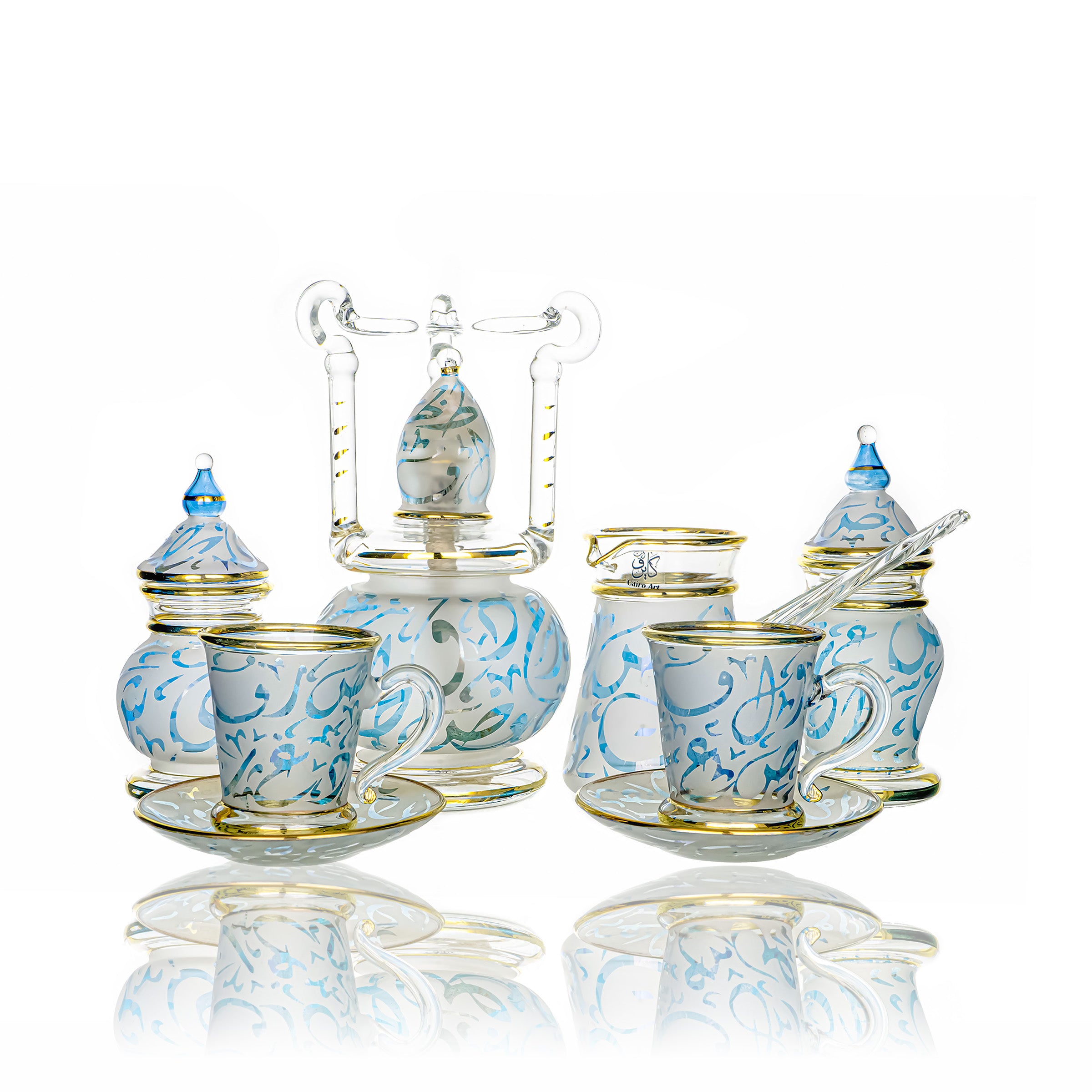 طقم قهوه حروف ازرق ك بيركس