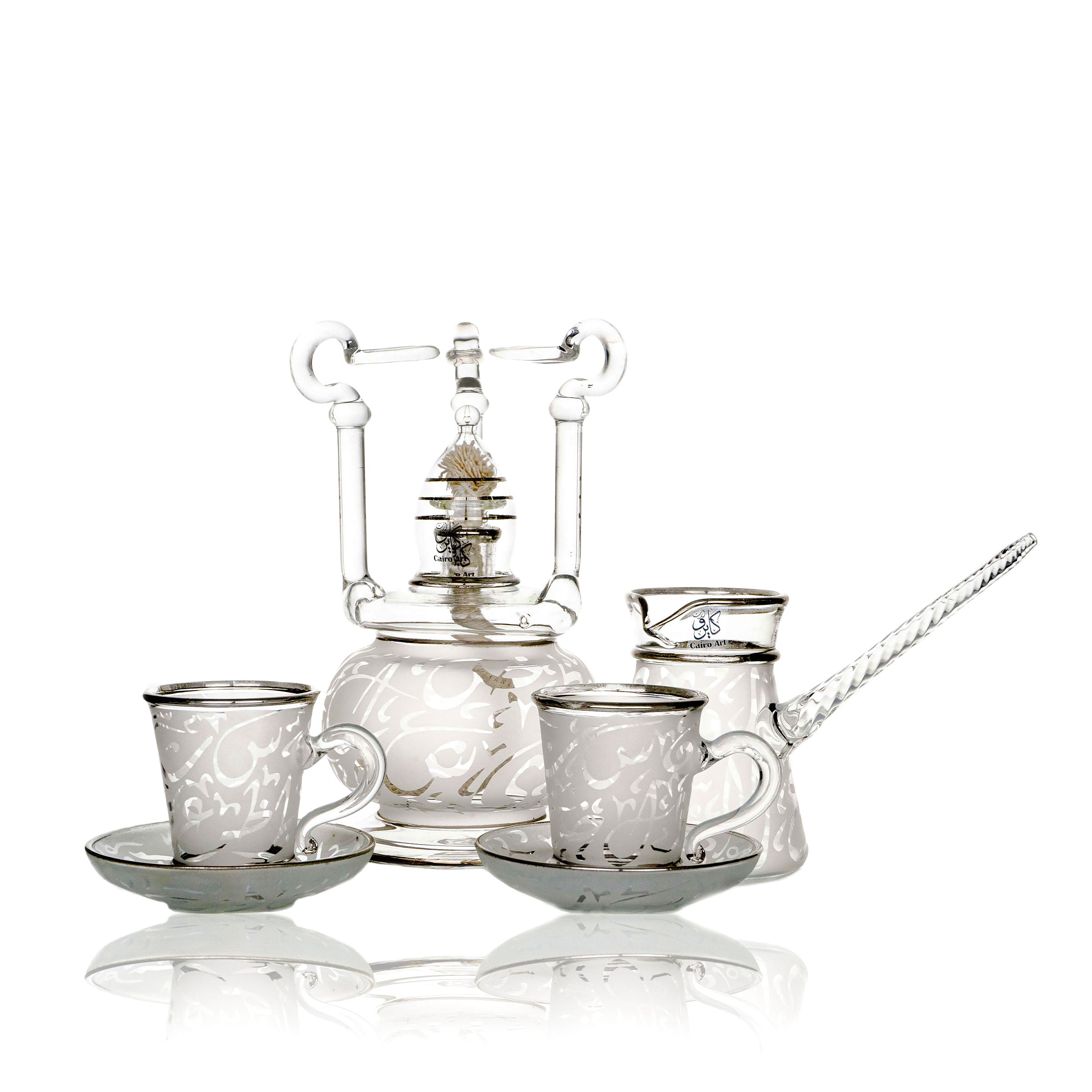 طقم قهوه حروف ابيض بلاتين ص بيركس