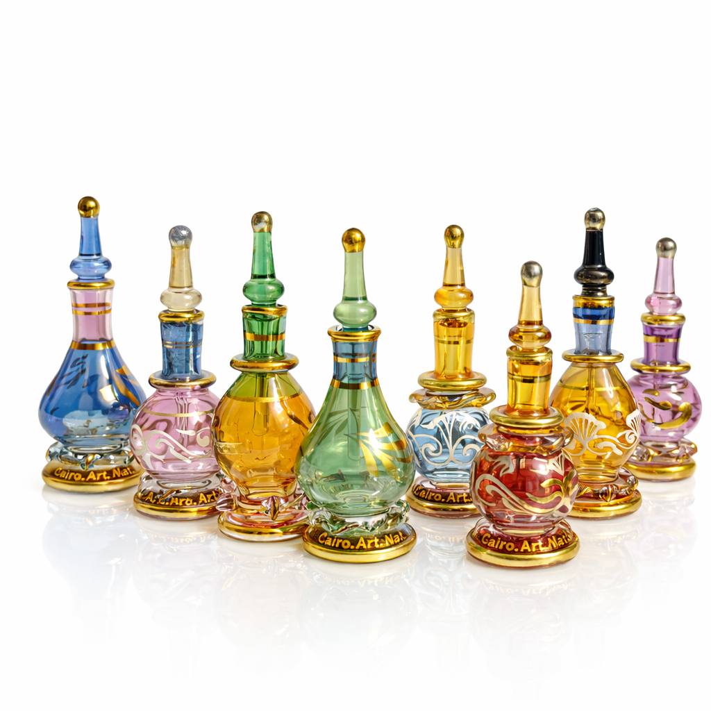 طقم قوارير عطر زجاجيه يدويه الصنع 10 قطع ربع توله