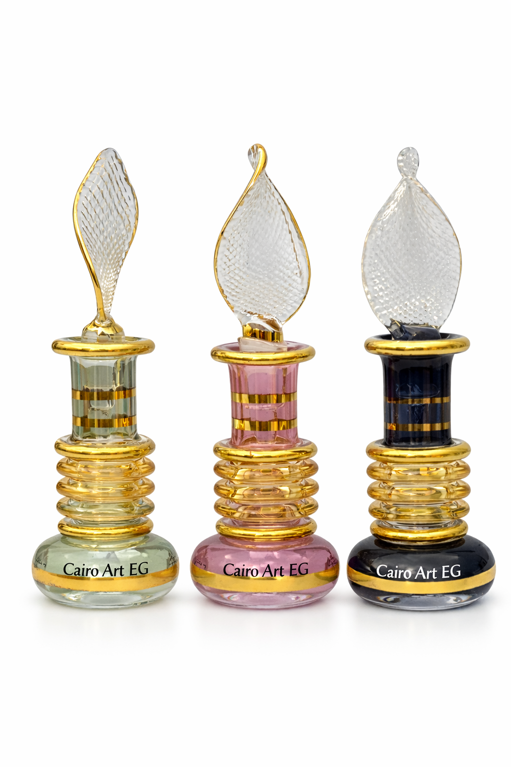 زجاجة عطر زبلوتة لوكس - ثلاثة ألوان - Cairo Art Glass